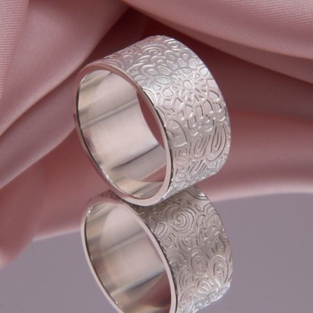 Damenring Silber, floral Bandring Ornamente